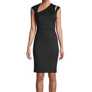 Calvin Klein Asymmetrical V-Neck Sheath Dress